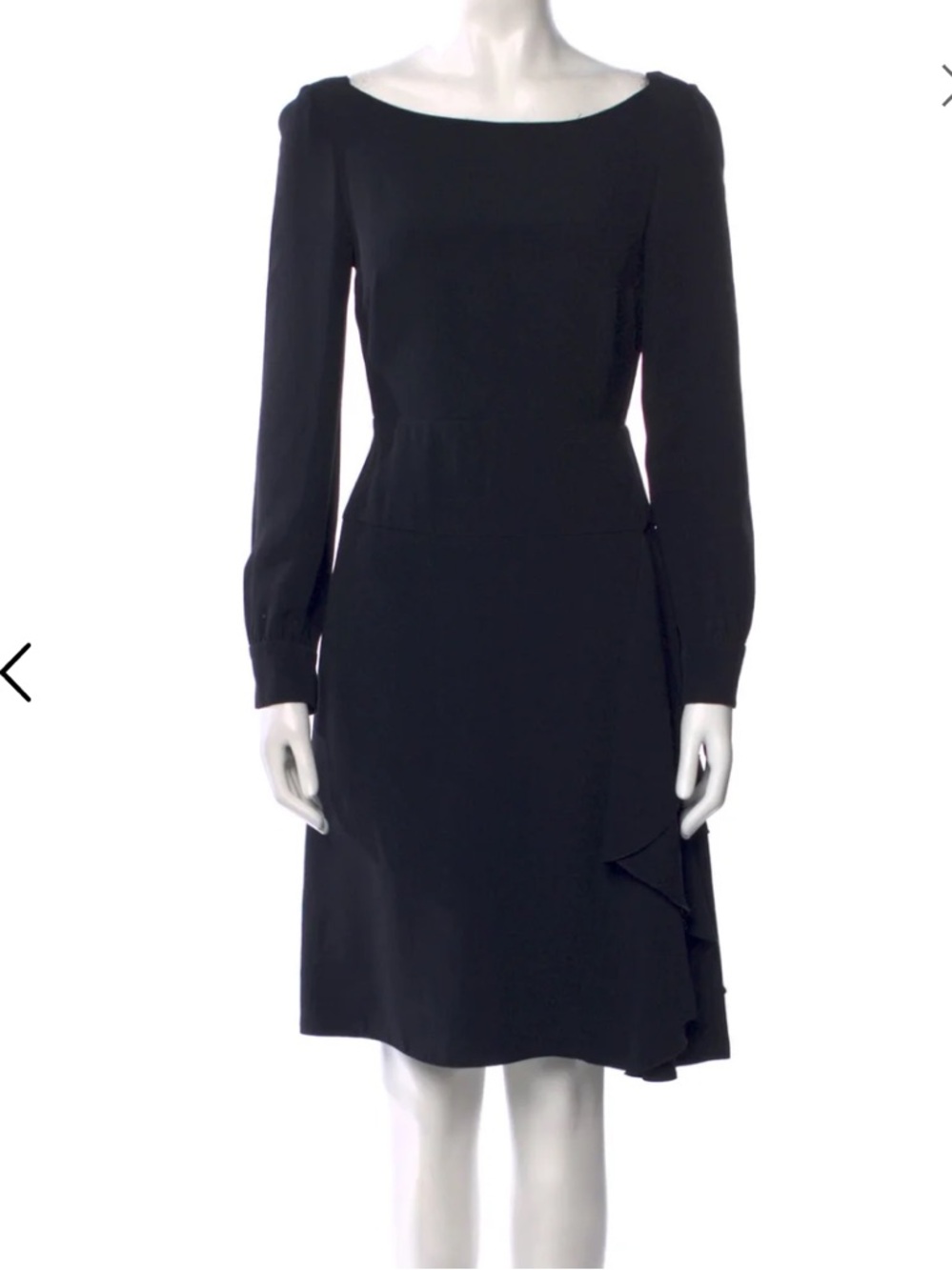 Prada Black Long-Sleeve Draped Back Dress